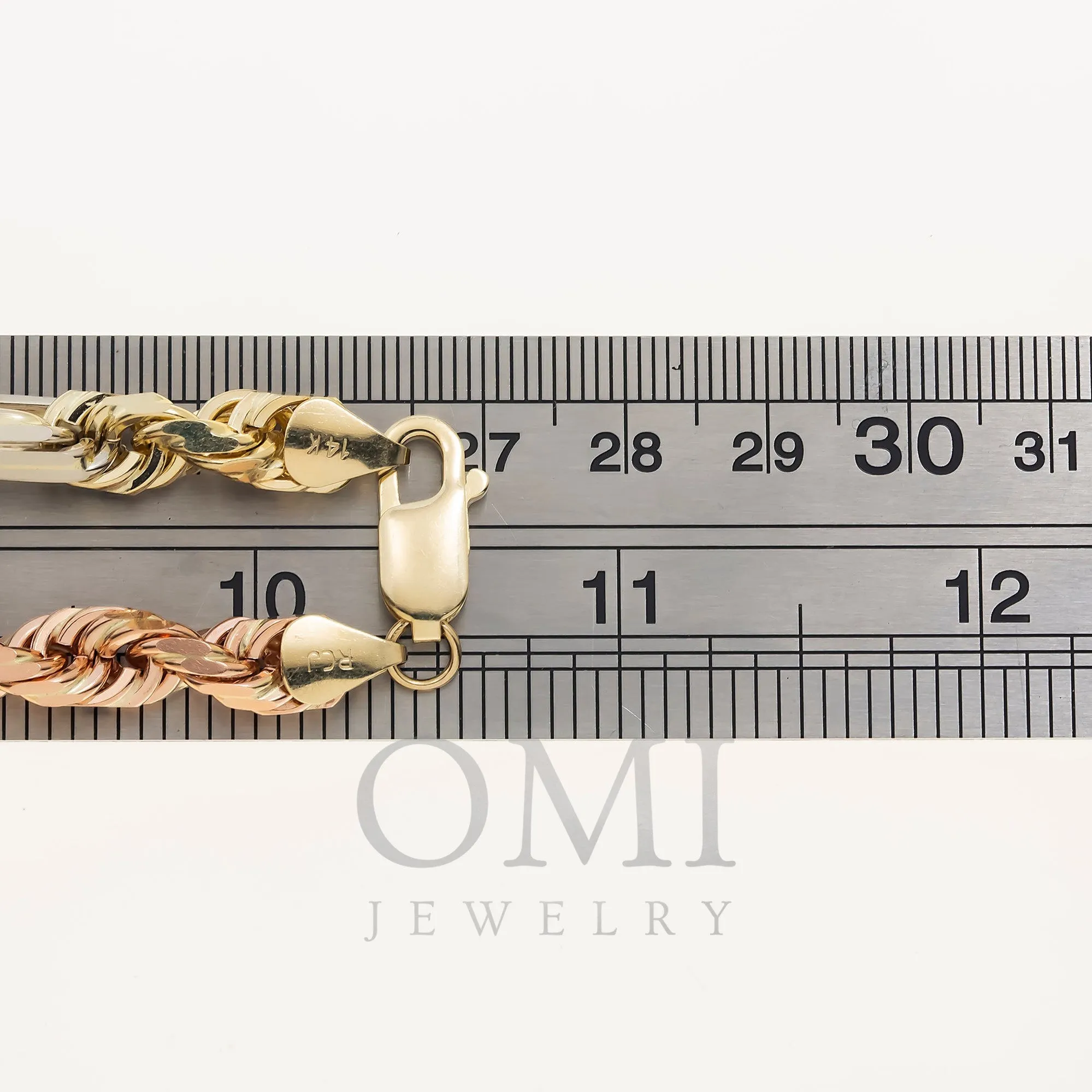 14K GOLD 6MM SOLID TRICOLOR MILANO CHAIN