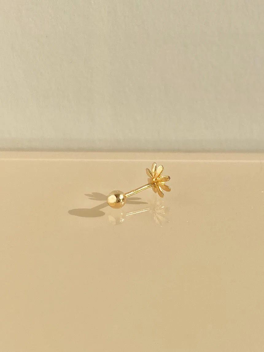 14k Real Solid Gold Daisy Flower Cartilage Helix Tragus Conch Barbell Ear Stud Earring Piercing