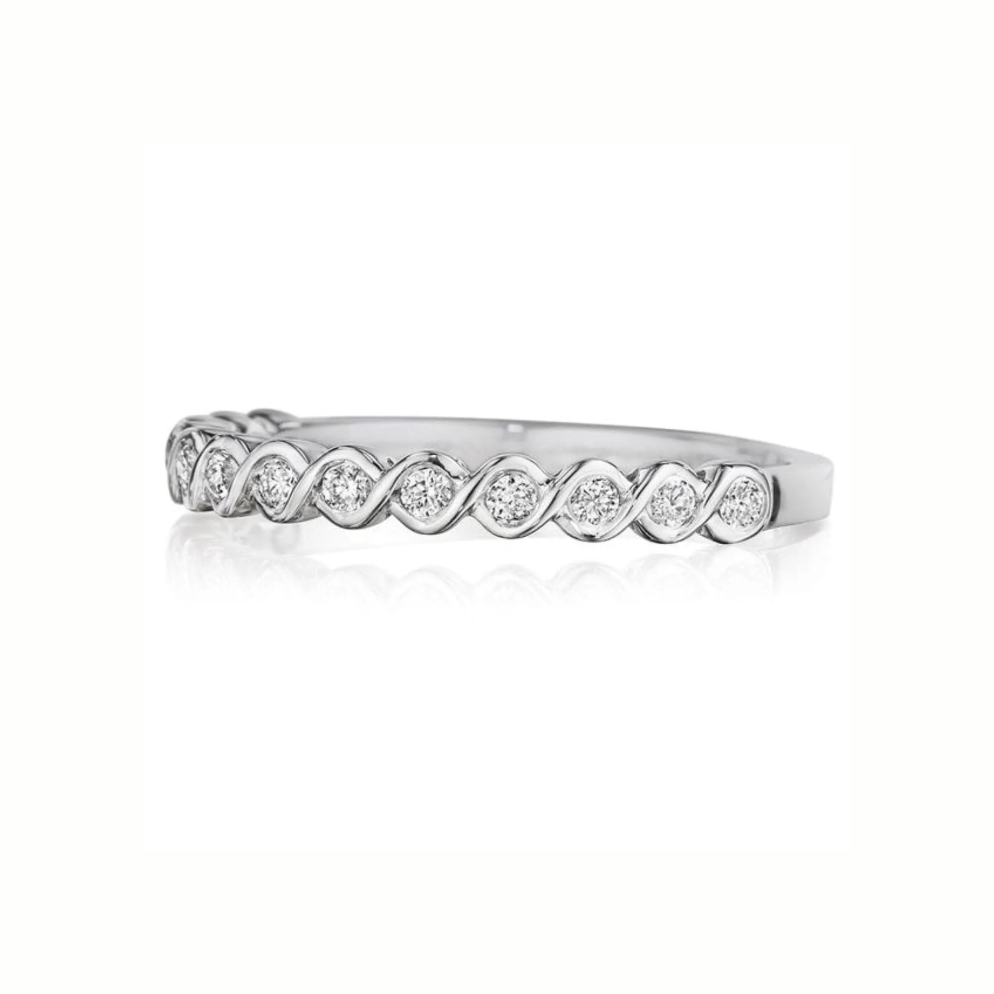 14K WHITE GOLD BEZEL-SET DIAMOND WEDDING BAND 0.17CTW