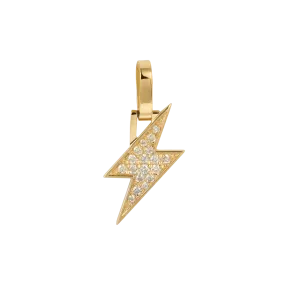 18K Solid Gold 0.107ctw Diamond Lightning Pendant - Micro