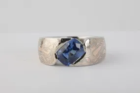 18K Tri Colored Gold & Palladium Sapphire 3.74ctw Ring Size 6 (11.7g)