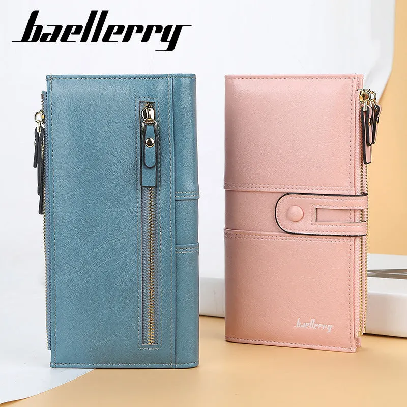 2020 Fashion Women Wallets Long Top Quality Leather Card Holder Classic Female Purse Zipper Wallet F