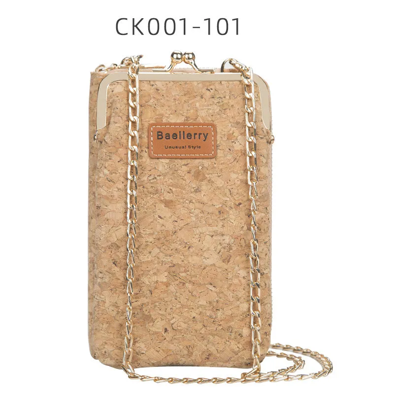 2022 New Fashion Women Wallets Wood Grain Chain Long Top Quality Card Holder Classic Female Purse Zi