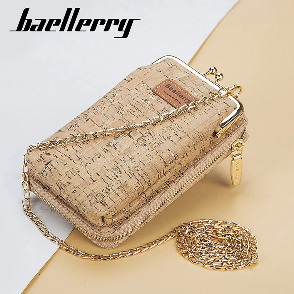 2022 New Fashion Women Wallets Wood Grain Chain Long Top Quality Card Holder Classic Female Purse Zi