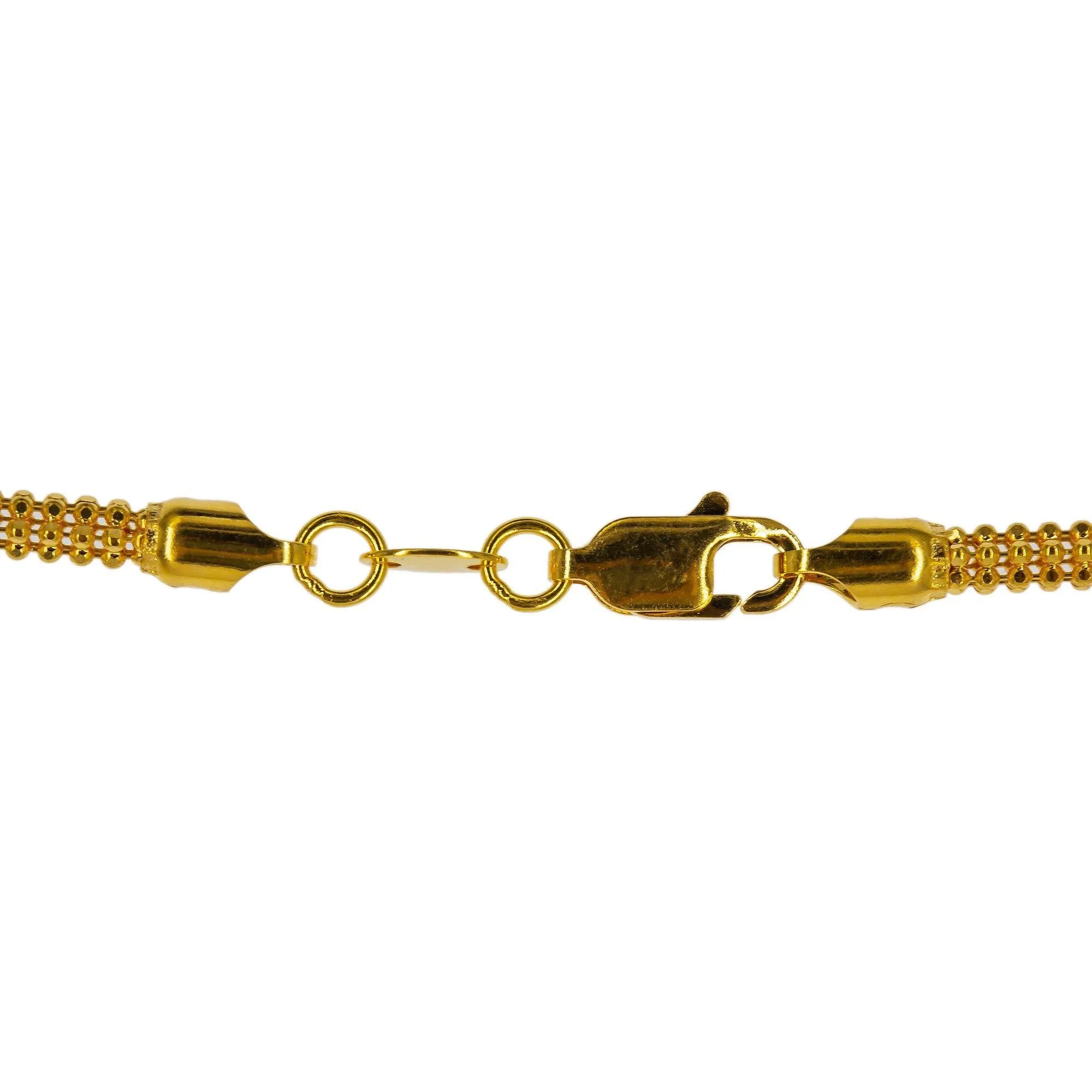 22K Yellow Gold Rounded Chain W/ Thick Ball Bead Strands, 17 Inches