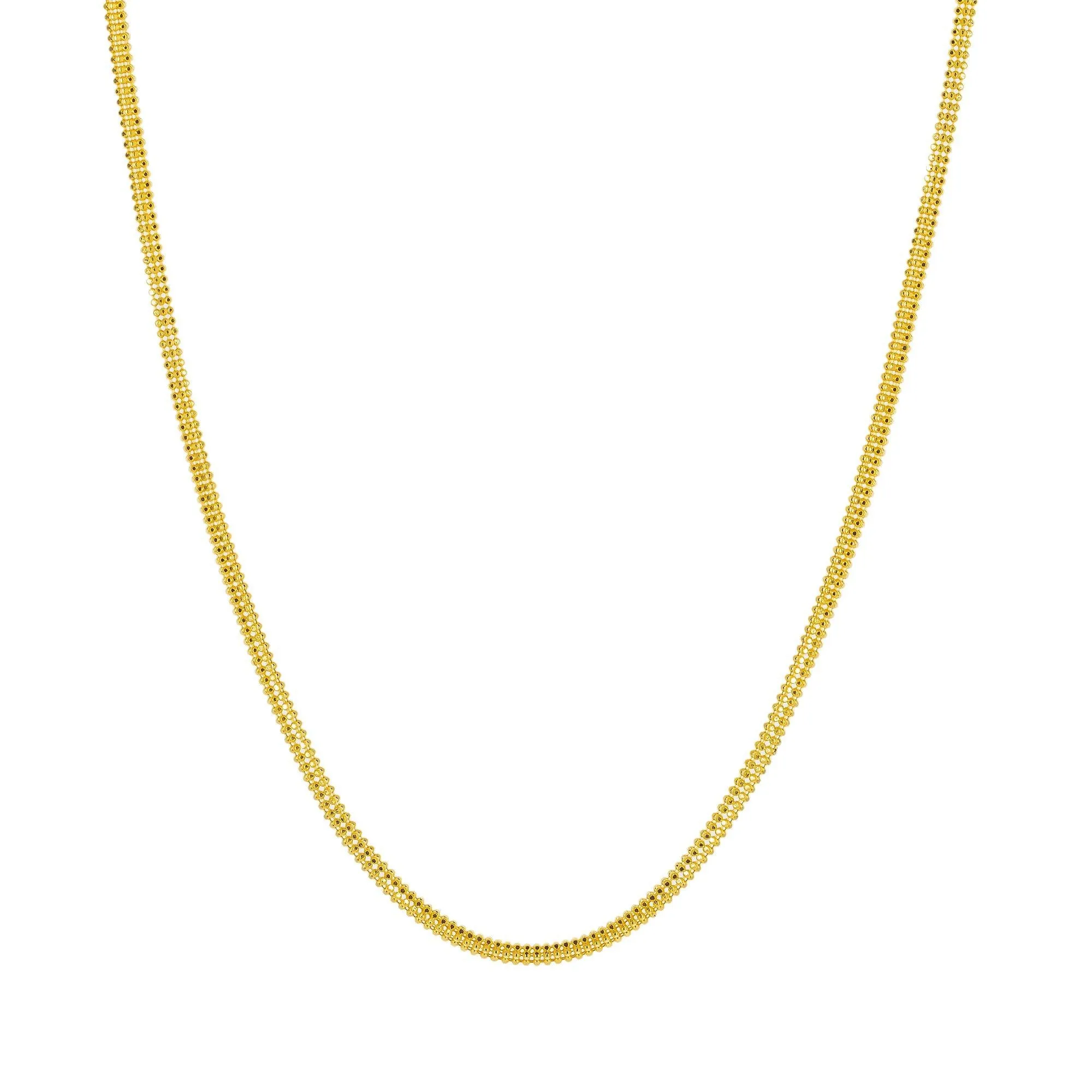 22K Yellow Gold Rounded Chain W/ Thick Ball Bead Strands, 17 Inches