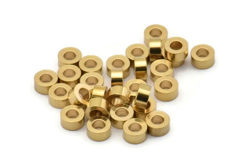 50 Pcs Raw Brass Industrial Findings, Spacer Beads (6 X 3mm) A0435