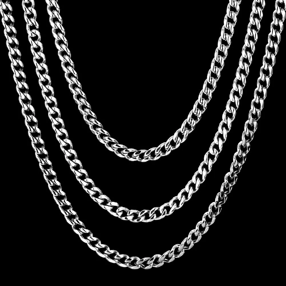 6mm Miami Cuban Set in White Gold for Men's Chain KRKC