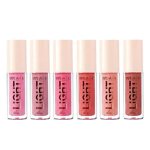 6PCS Hydrating Lip Gloss Neutral Nude Nourishing Glossy Lipgloss