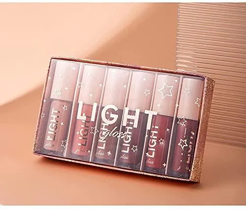 6PCS Hydrating Lip Gloss Neutral Nude Nourishing Glossy Lipgloss