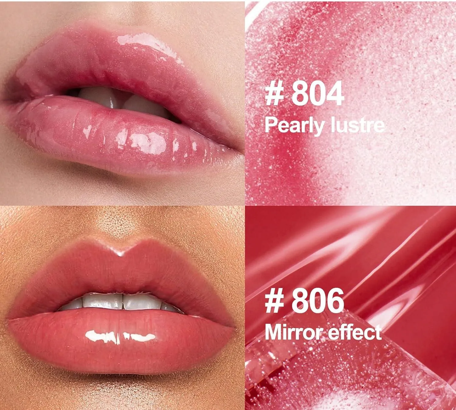 6PCS Hydrating Lip Gloss Neutral Nude Nourishing Glossy Lipgloss