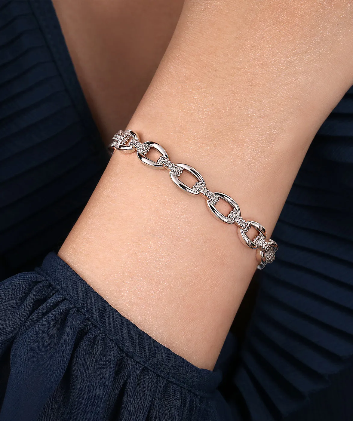 925 Sterling Silver Oval Link Cuff Bangle