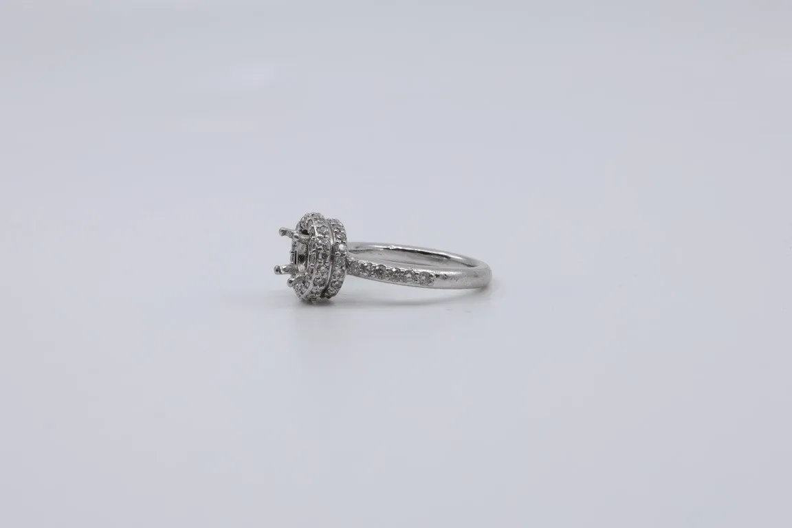 950 Platinum Diamond Halo Engagement Ring Mount