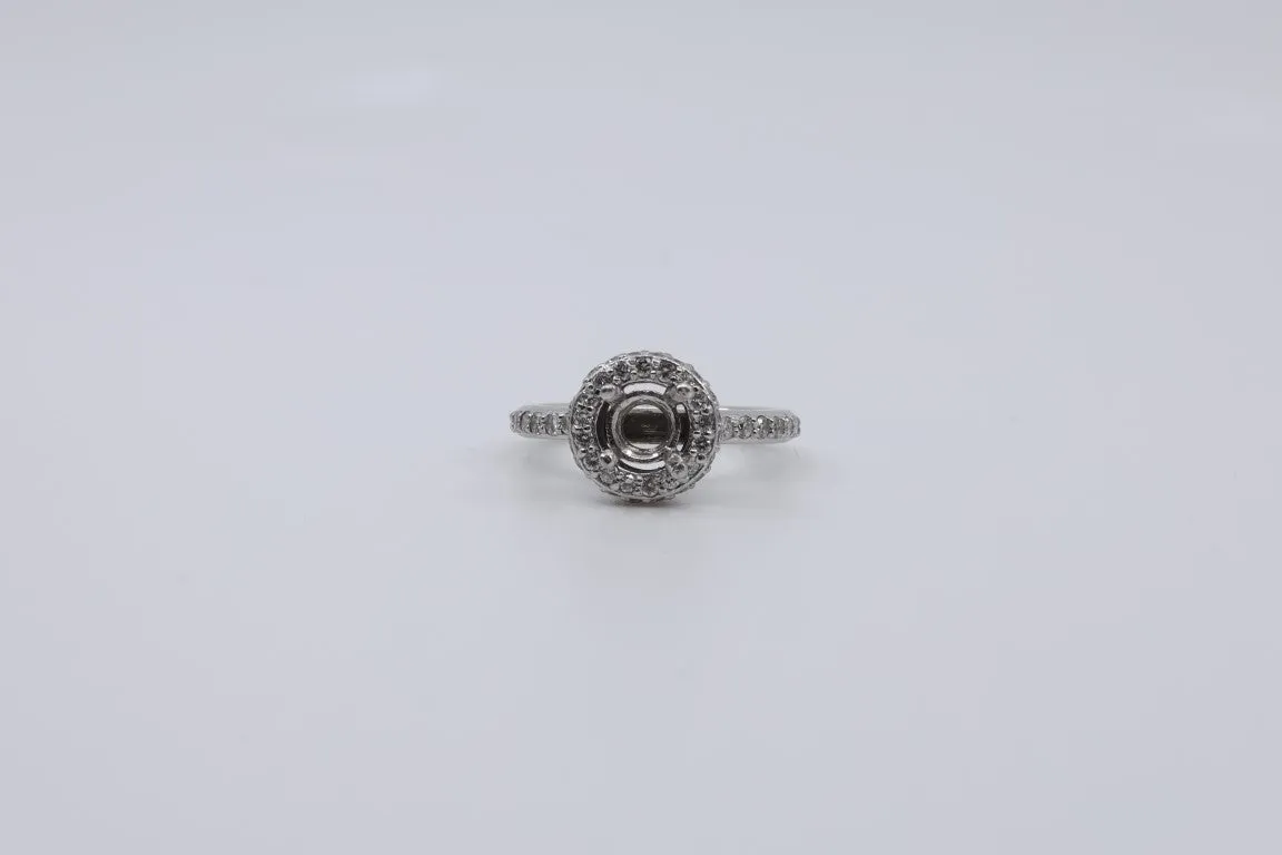 950 Platinum Diamond Halo Engagement Ring Mount