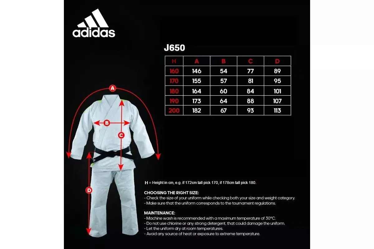 adidas Contest Judo Gi White Suit J650 Double Weave 23oz