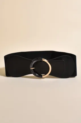 Adorne Sharlene Resin Buckle Belt - Black