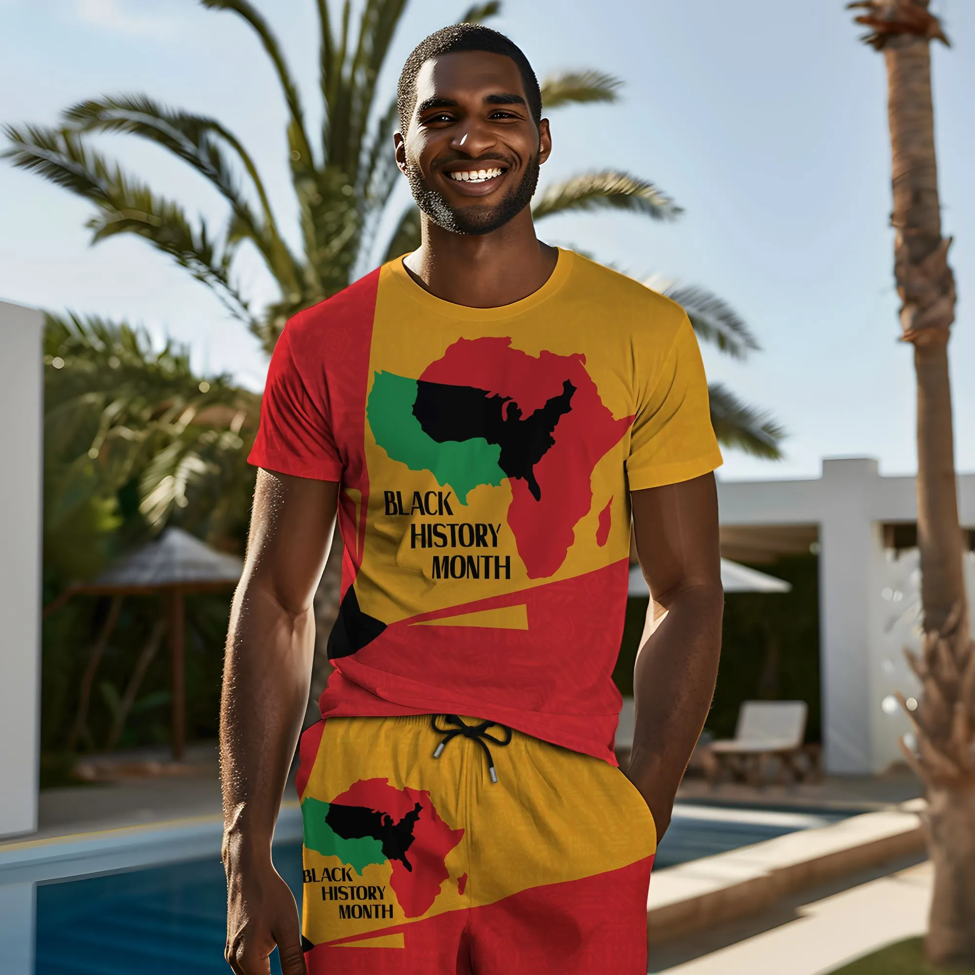 African American Black History Month T-shirt and Shorts Set