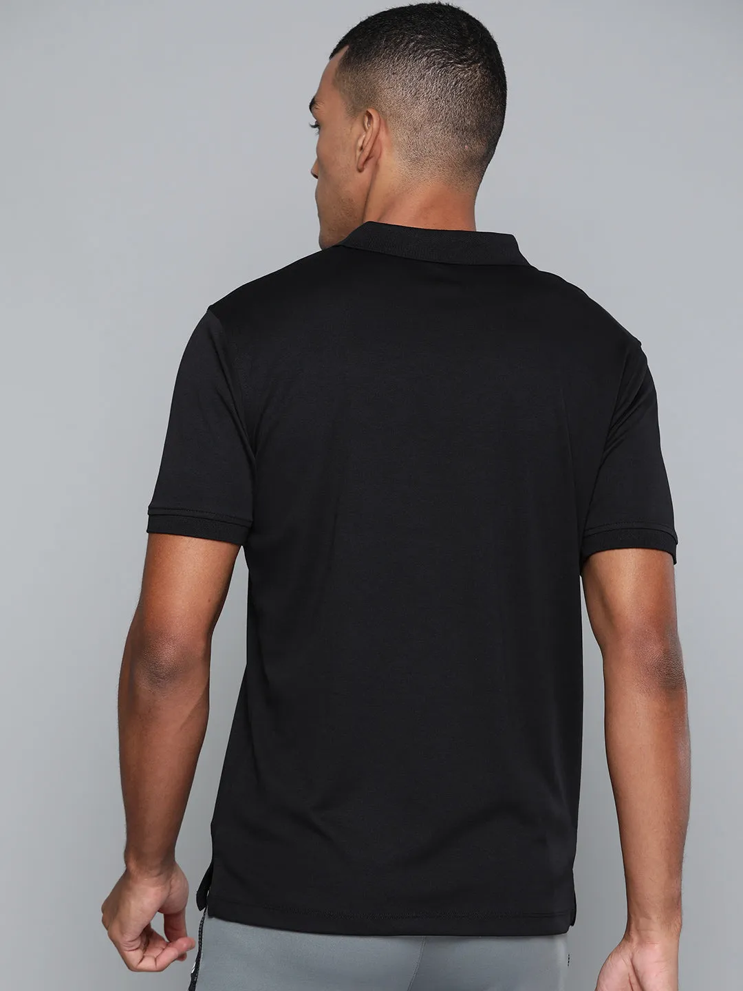 Alcis Men Black Solid Polo Collar T-shirt