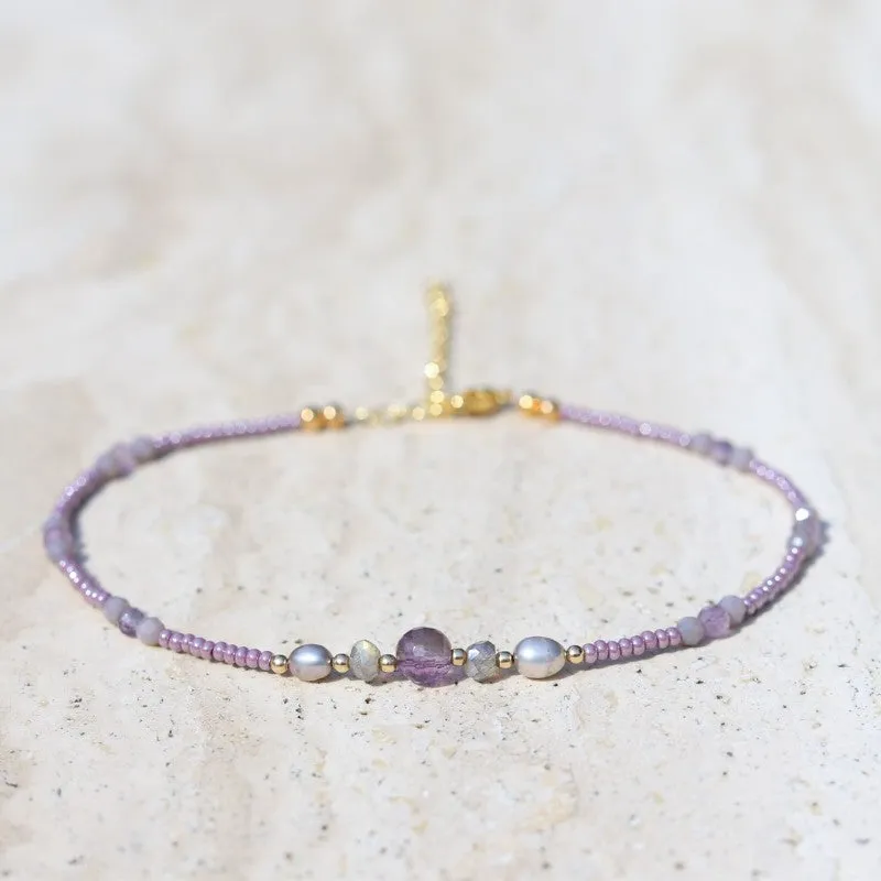 Amethyst and Pearl Anklet