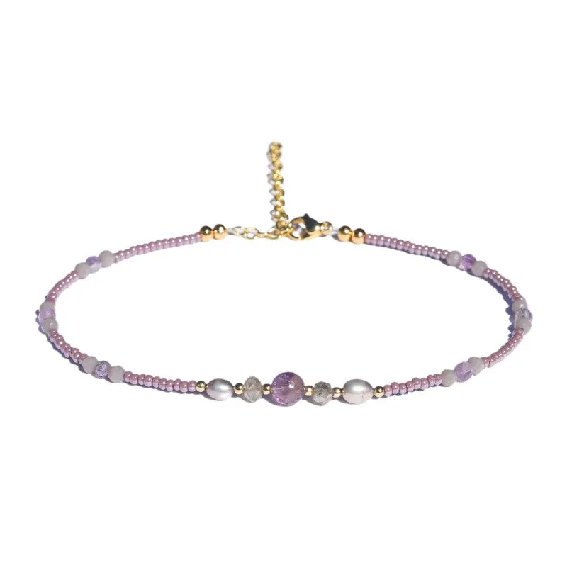 Amethyst and Pearl Anklet