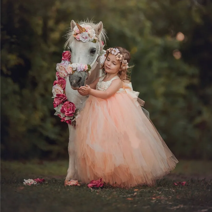 Aqua Tutu Ball Gown with Pearl Flowers and Hairbow