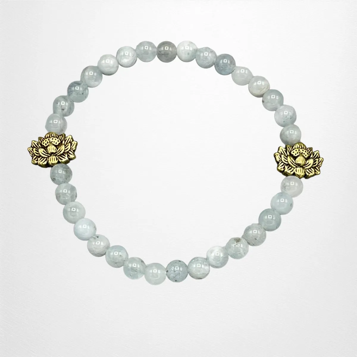 Aquamarine and Antique Gold Lotus Bracelet