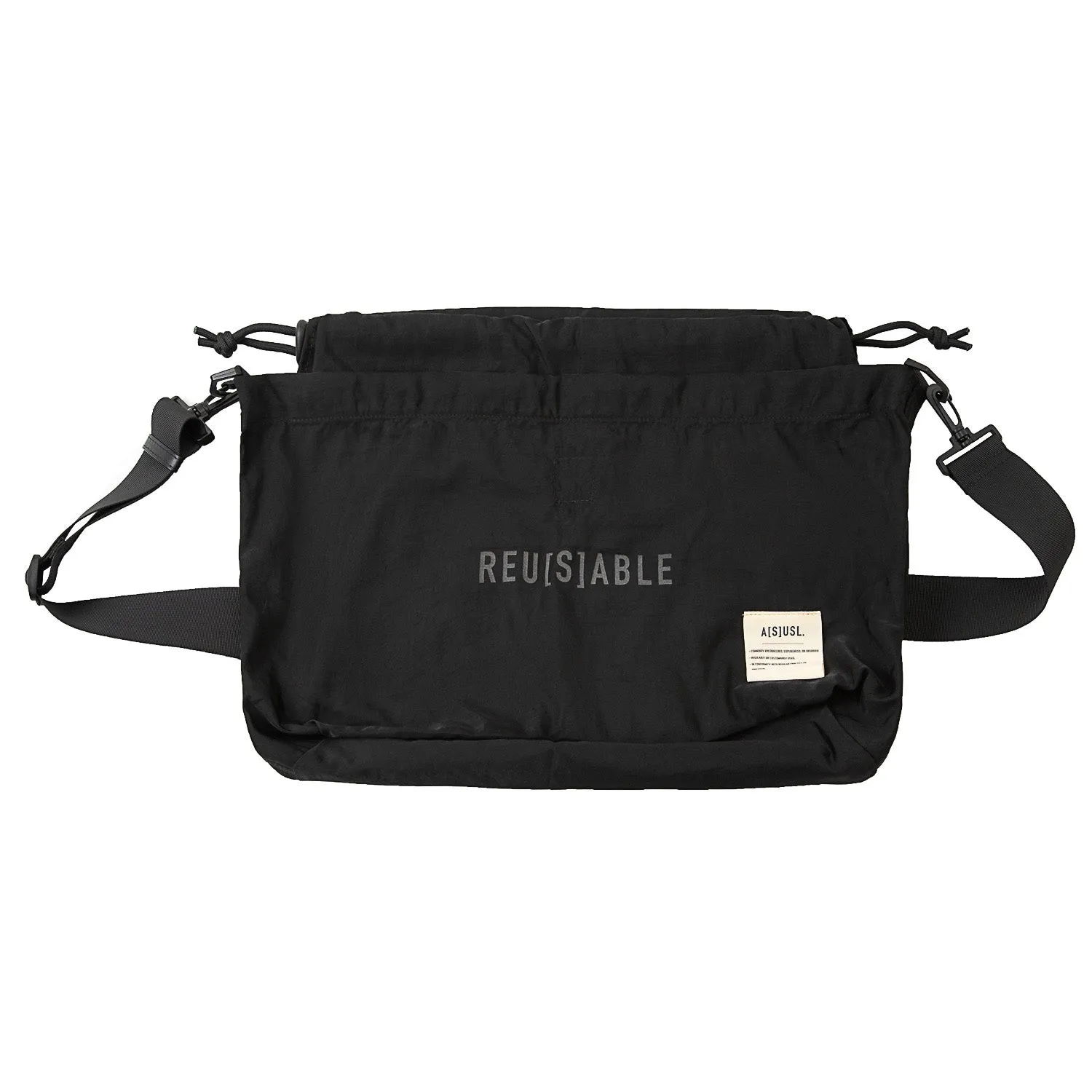 A[S]USL REFLECTIVE LOGO MESSENGER BAG-BLACK