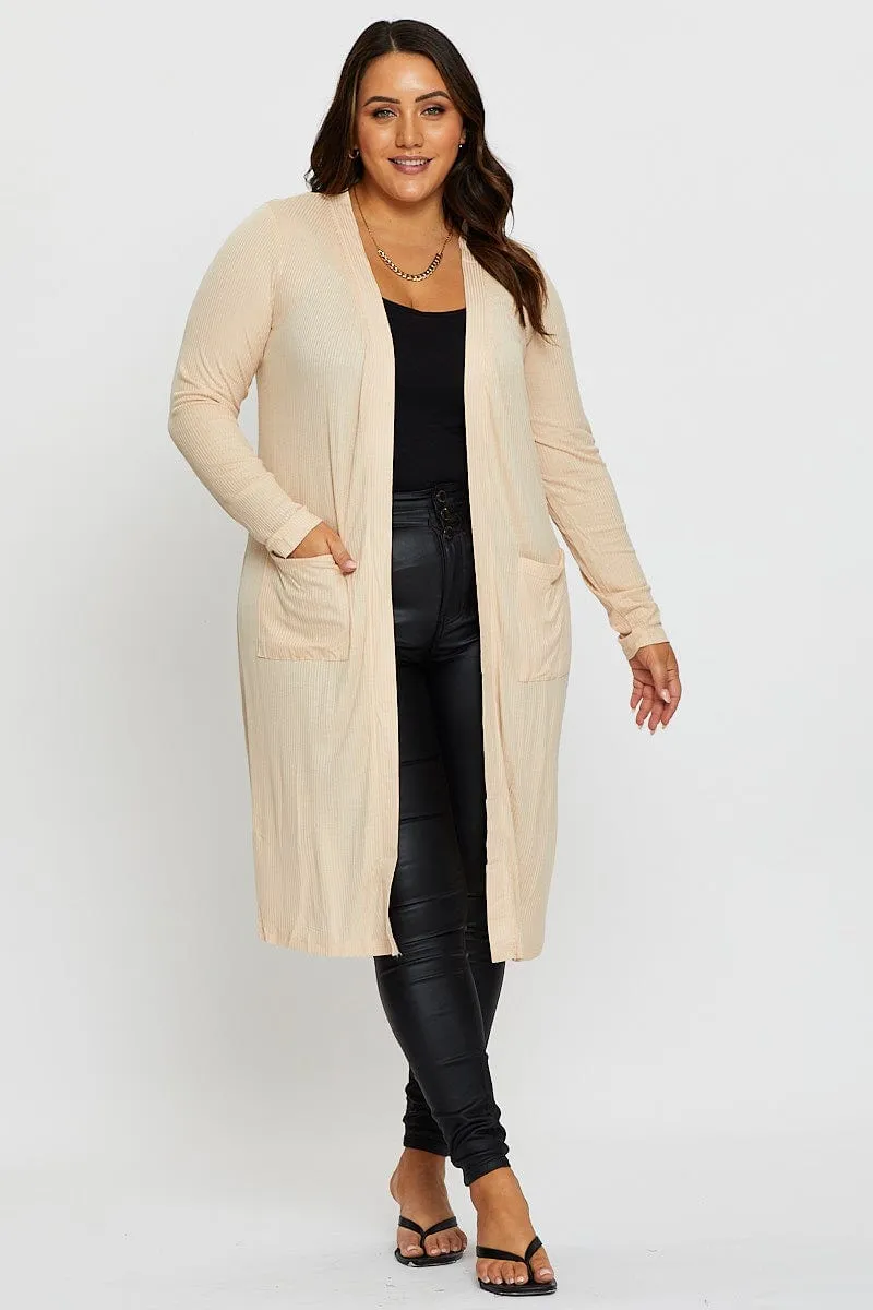 Beige Plus Longline Cardi