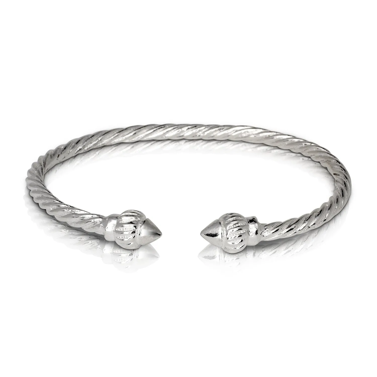 Better Jewelry RIDGED ARROW TAJ MAHAL COILED ROPE WEST INDIAN BANGLE .925 STERLING SILVER (MADE IN USA), 1 piece