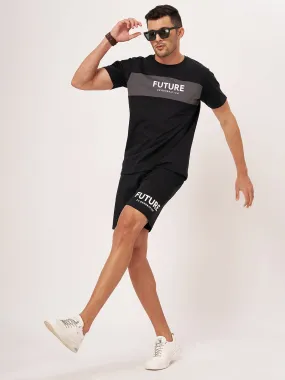 Black Half Sleeve T shirt And Shorts Co Ord Set