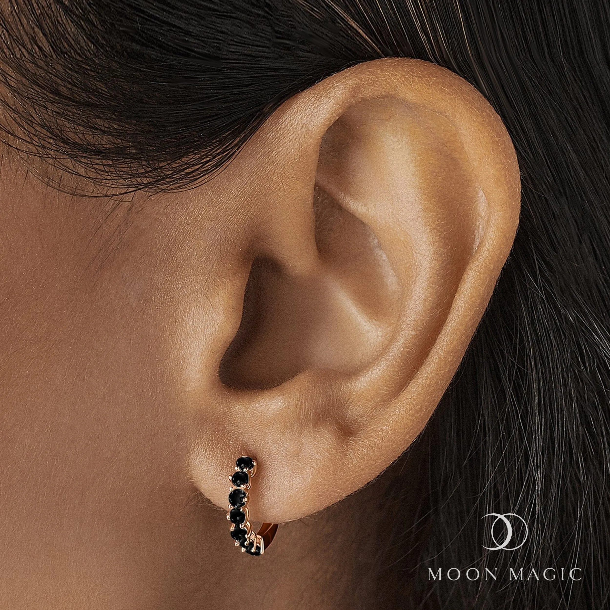 Black Onyx Earrings - Bonny Hoops