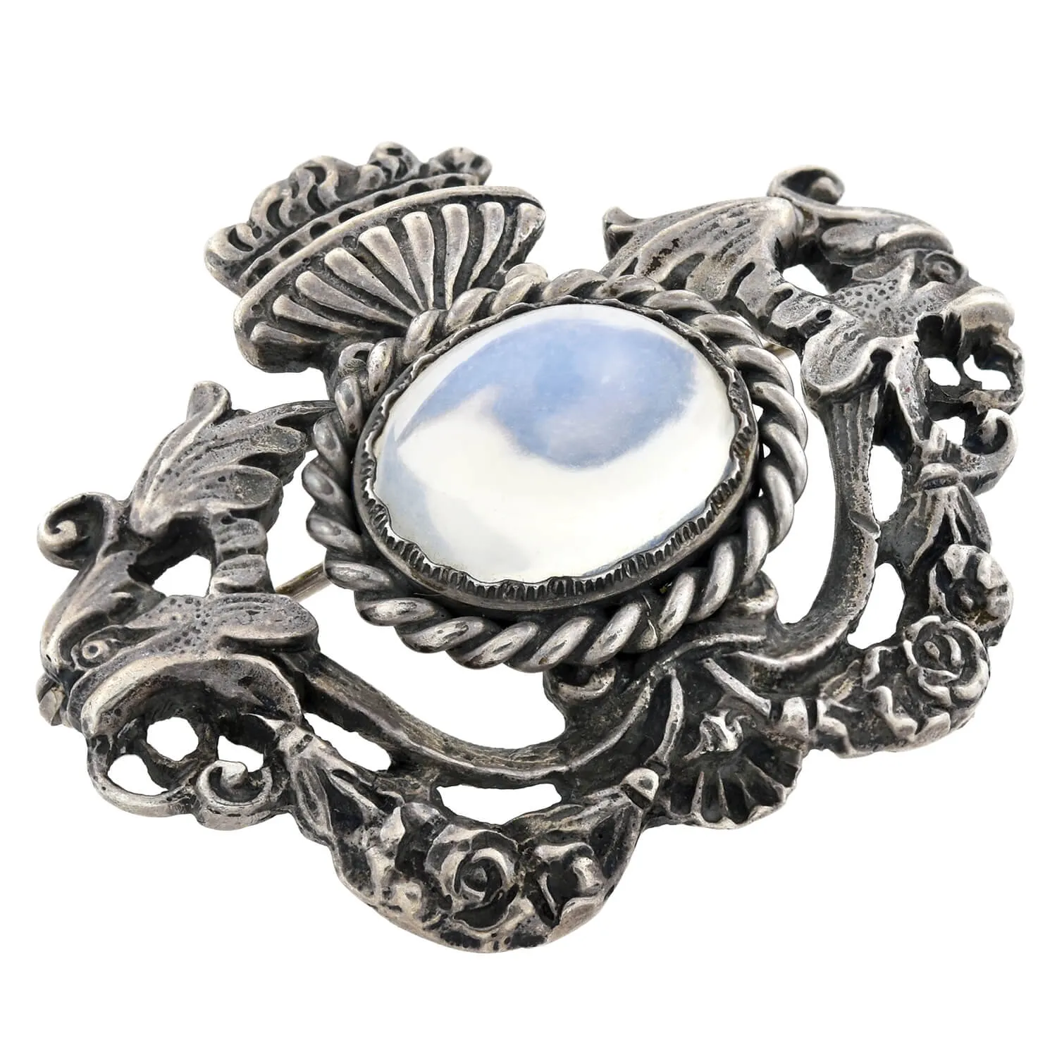 BLACK, STARR & GORHAM   CINI Vintage Sterling Silver Moonstone Griffin Pin