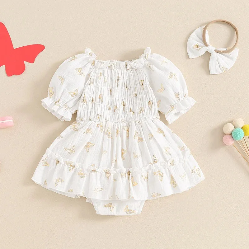 BUTTERFLY Smocked Romper Dress