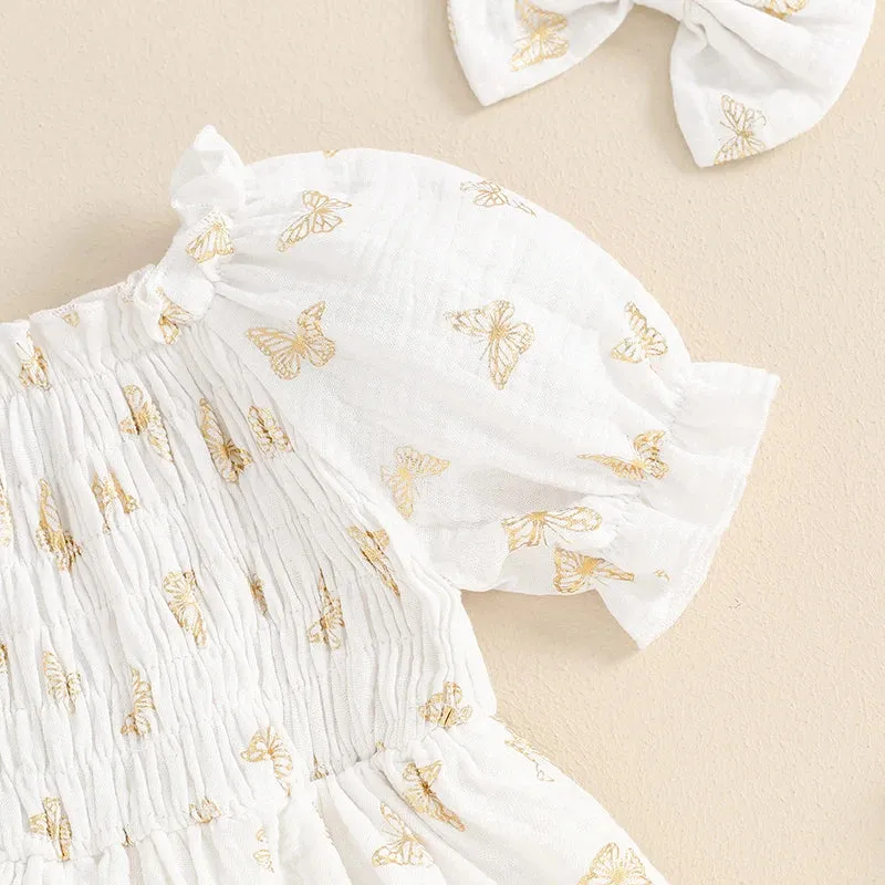 BUTTERFLY Smocked Romper Dress