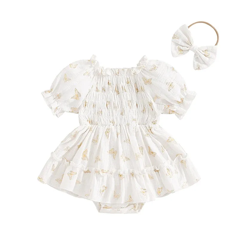 BUTTERFLY Smocked Romper Dress