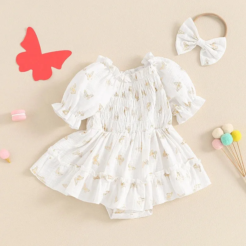 BUTTERFLY Smocked Romper Dress