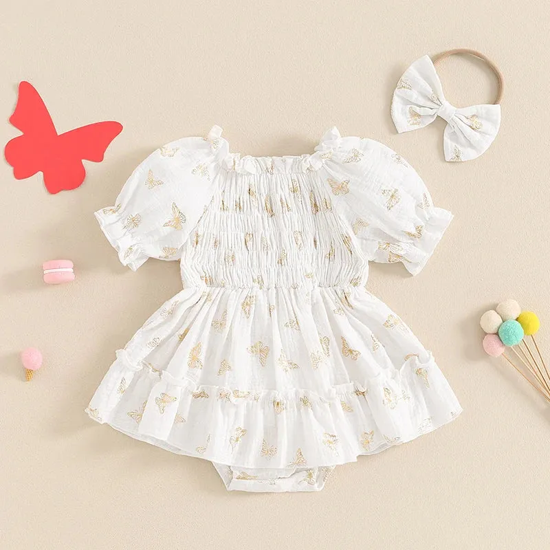 BUTTERFLY Smocked Romper Dress