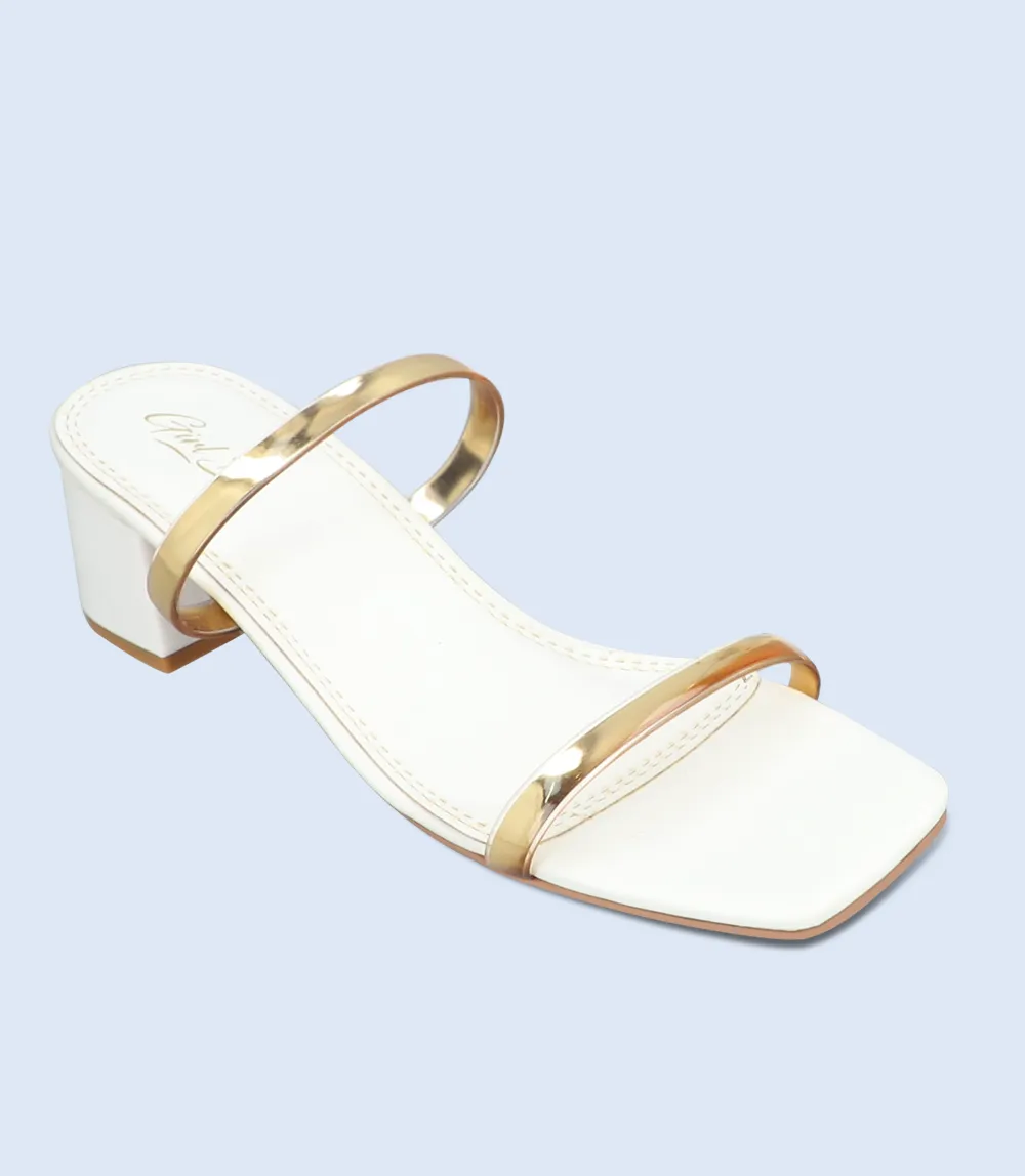 BW9380-WHITE-Women Slipper Heel