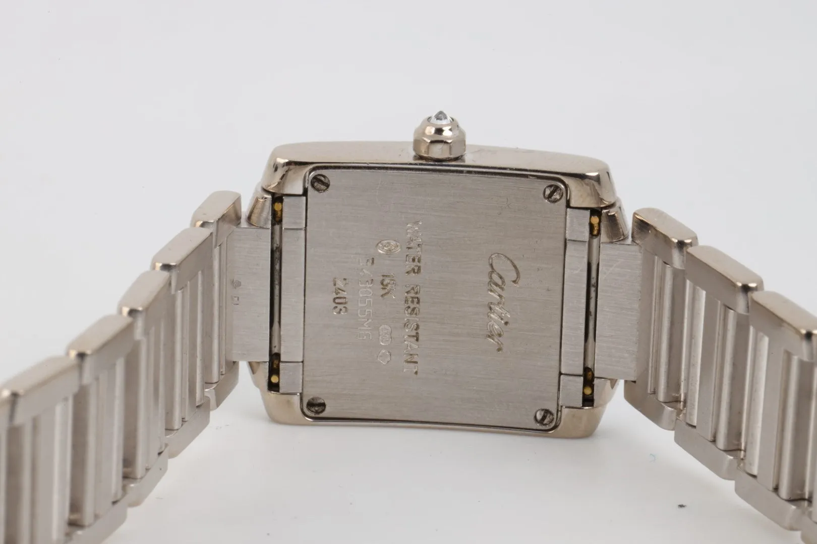 Cartier Tank Francaise 2403 18K White Gold Diamond 20mm Ladies Watch