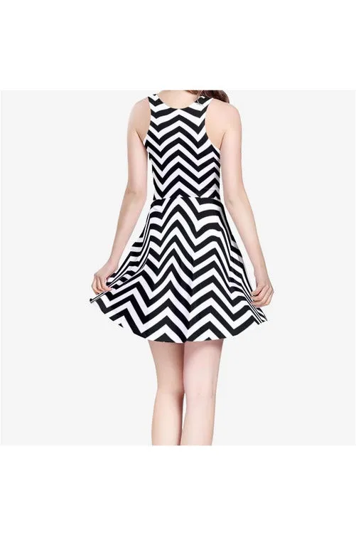 Chevron Palace Women's Sleeveless Midi Casual Flared Skater Dress