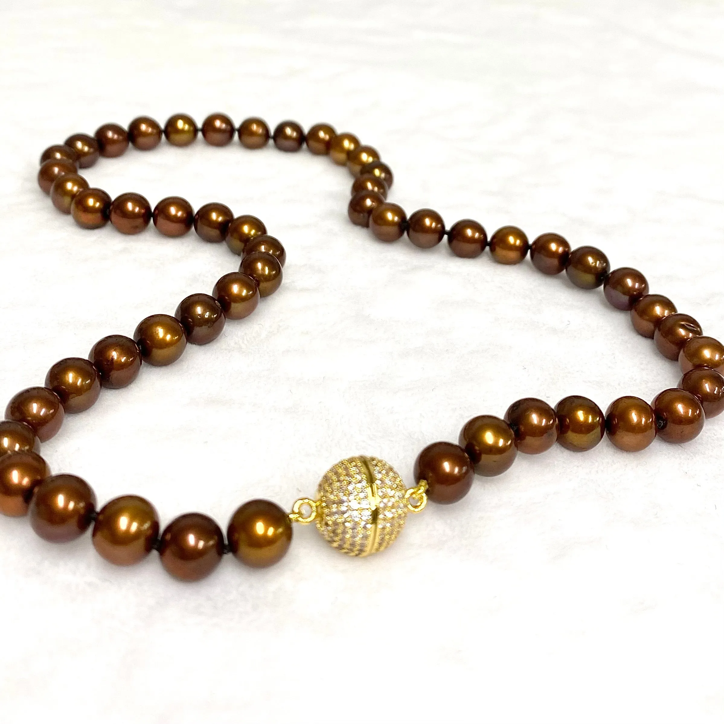 Chocolate pearls strand necklace  (N362)