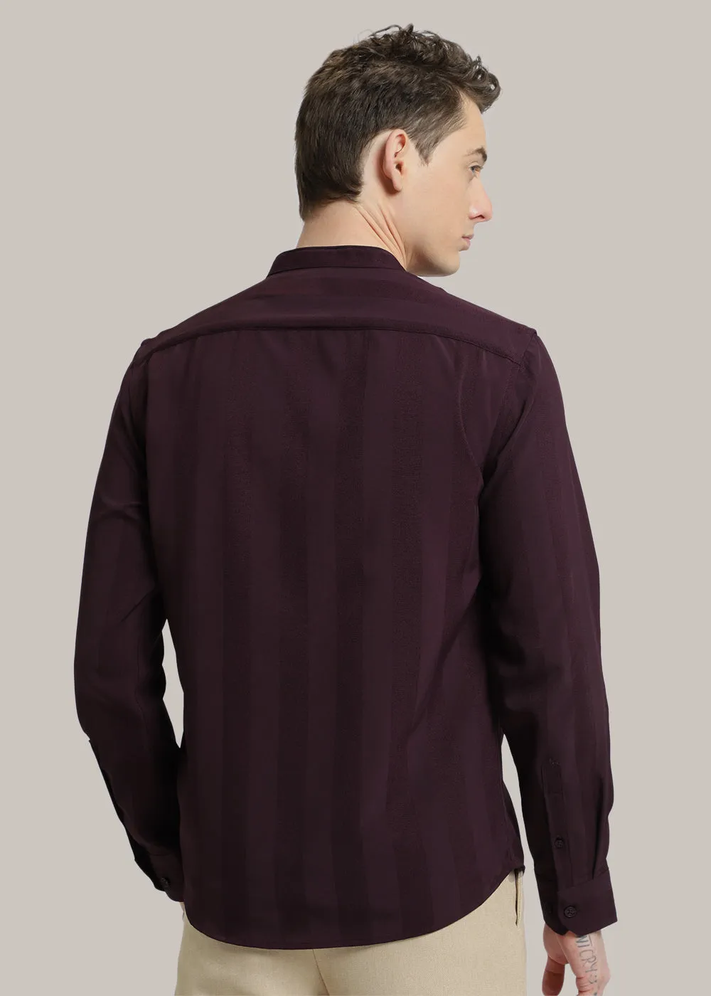 Claret Wine Shein Patterned Shirt