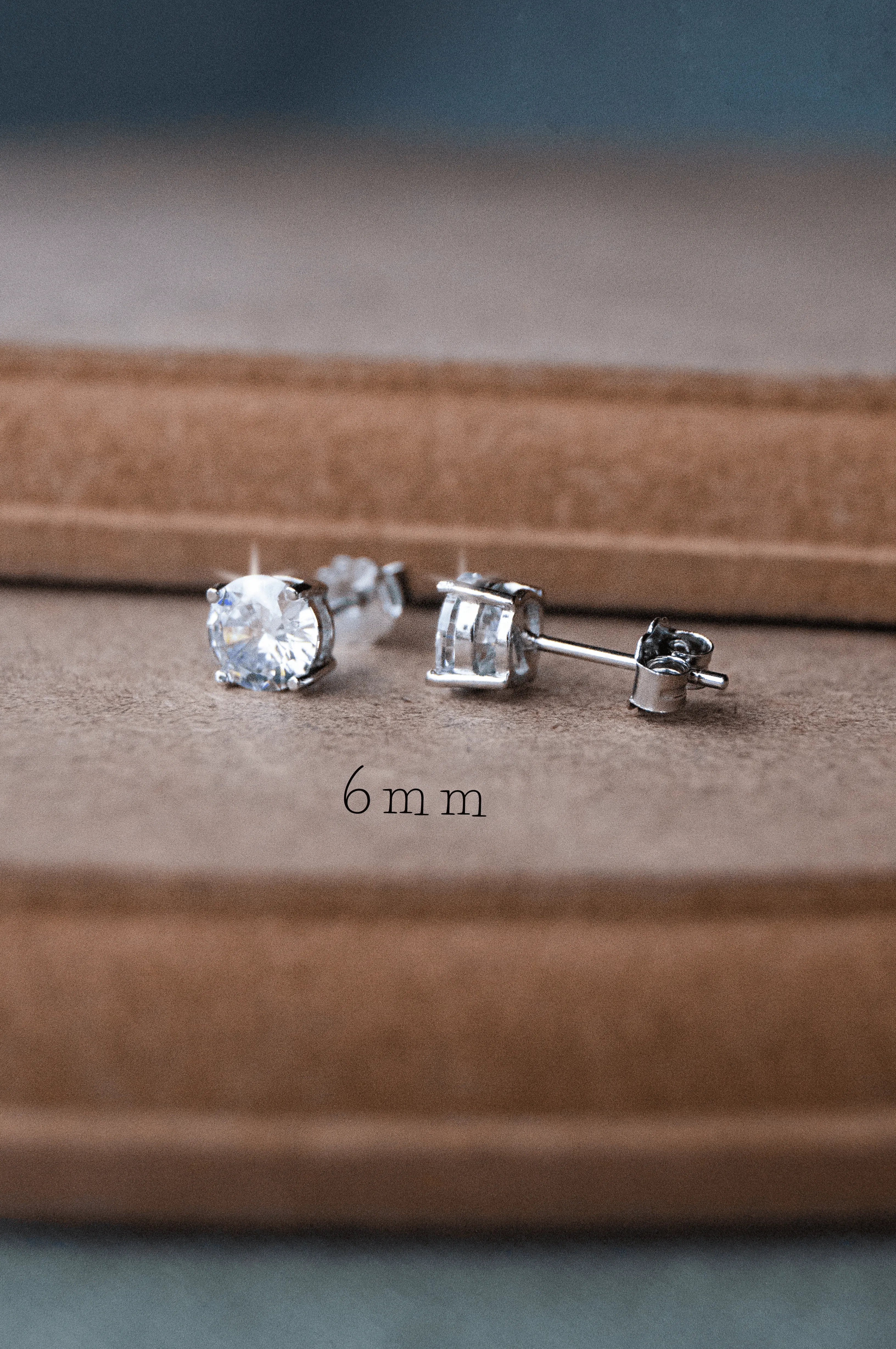 Classic Prong Solitaire Sterling Silver Stud Earrings