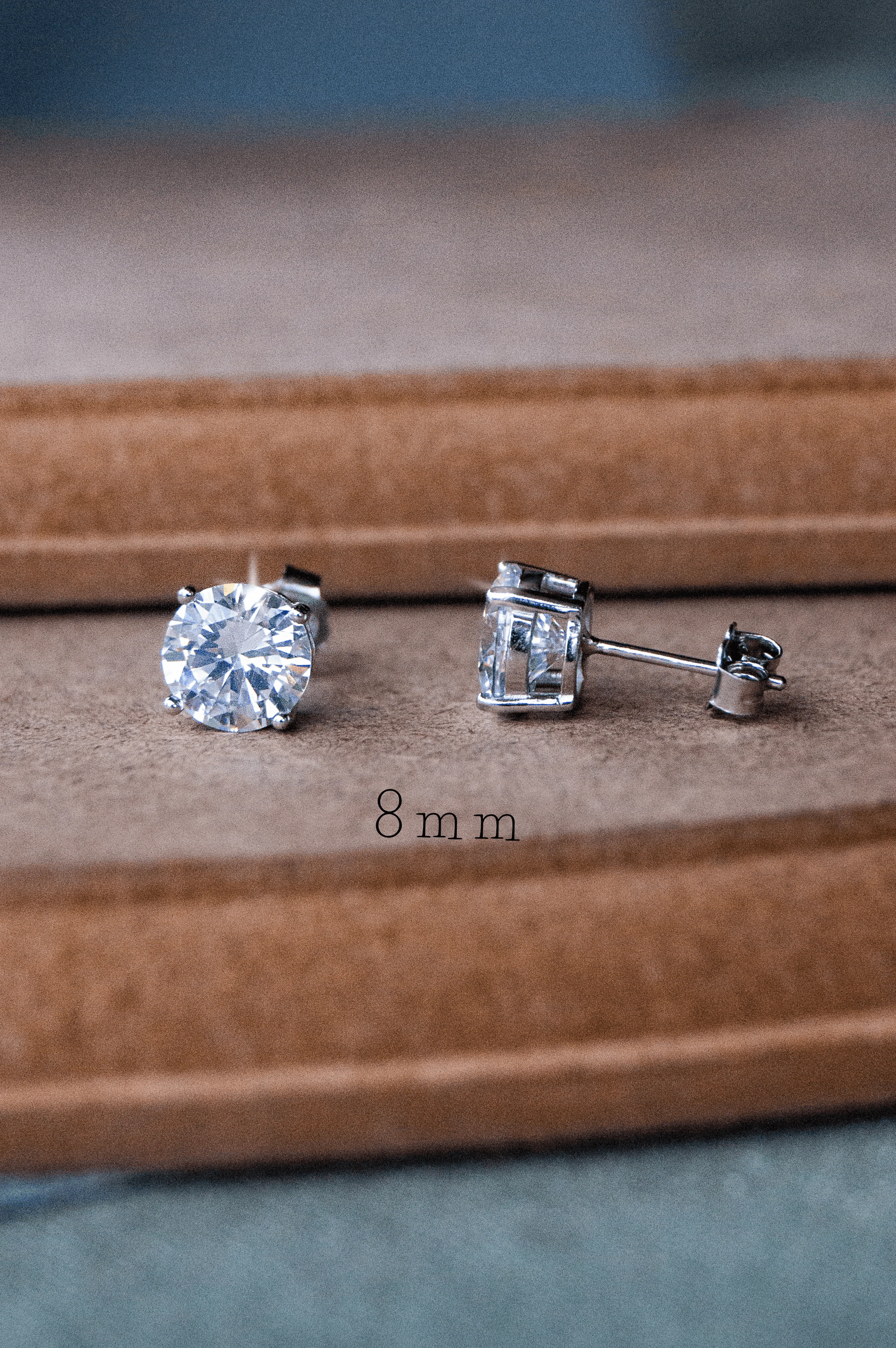 Classic Prong Solitaire Sterling Silver Stud Earrings