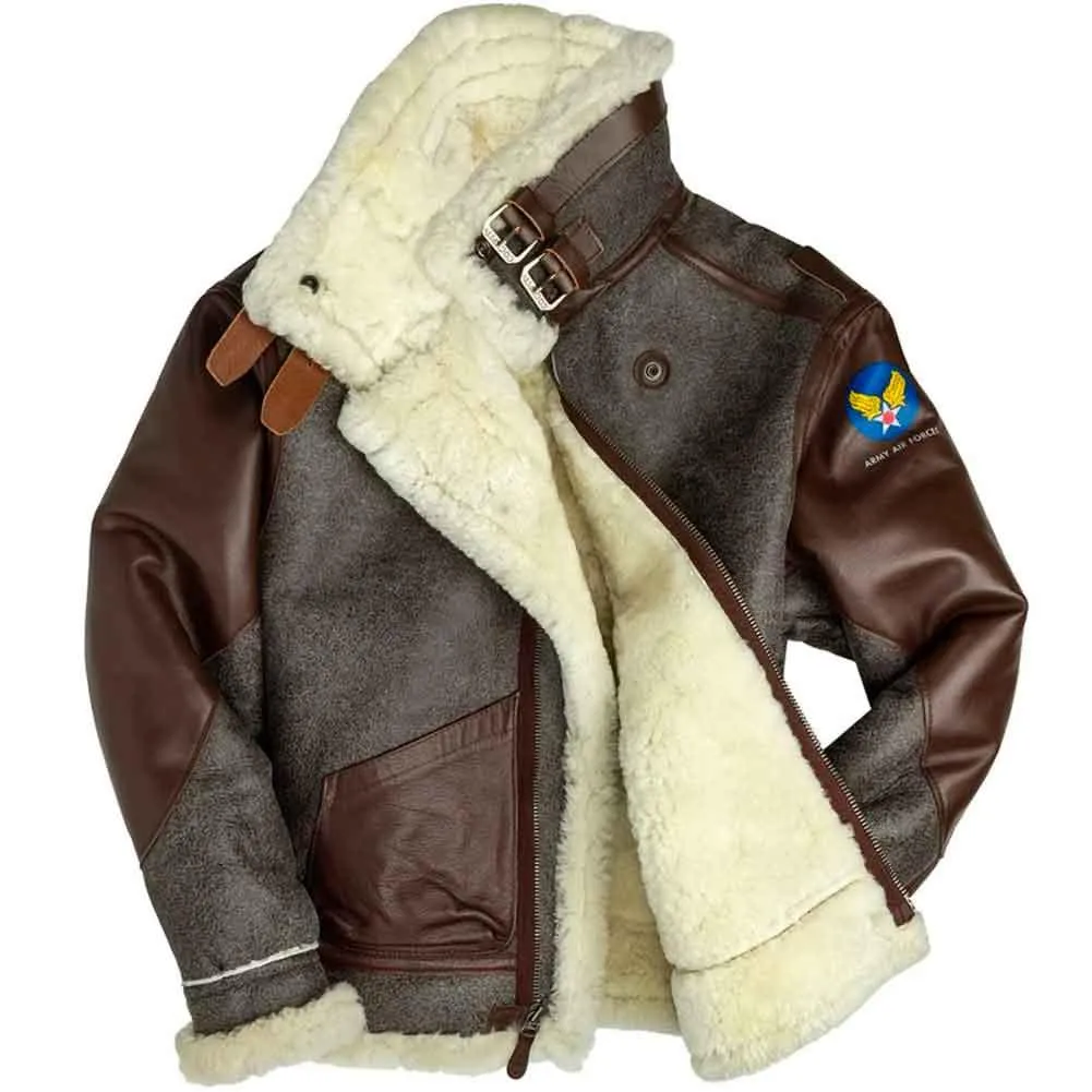 Cockpit USA Mens 100 Mission B-3 Sheepskin Bomber Jacket