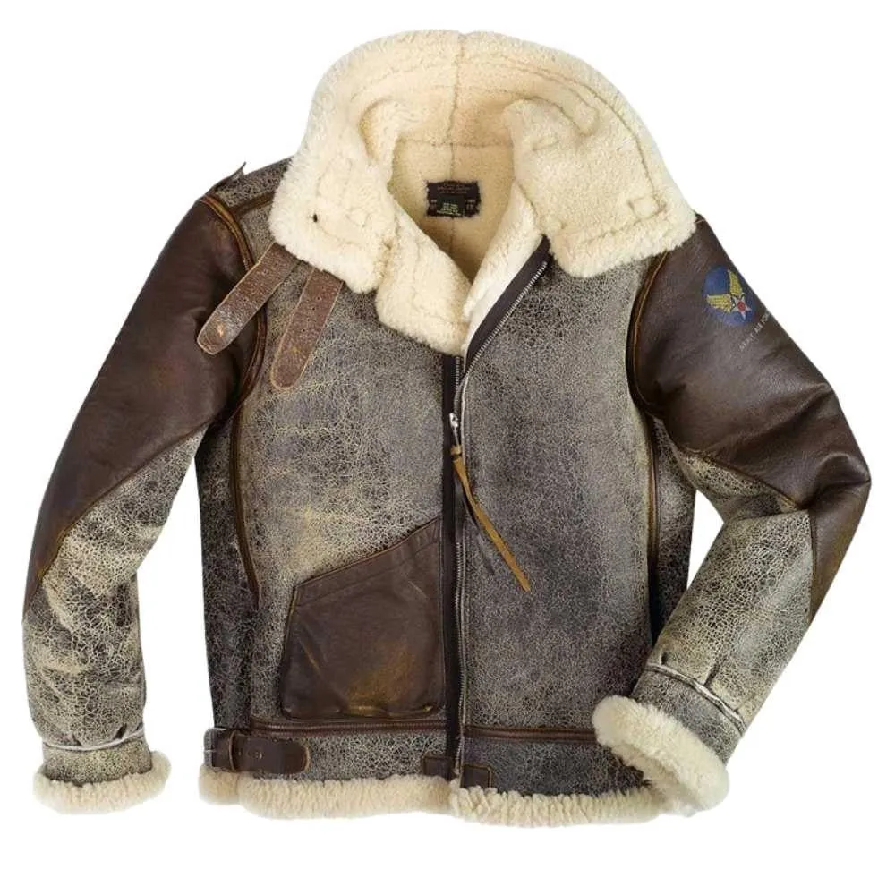 Cockpit USA Mens 100 Mission B-3 Sheepskin Bomber Jacket