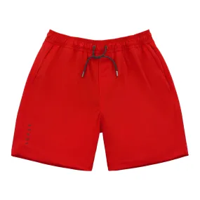 COD-2 4 Way Stretch Nylon Drawstring Swim Shorts in Scarlet