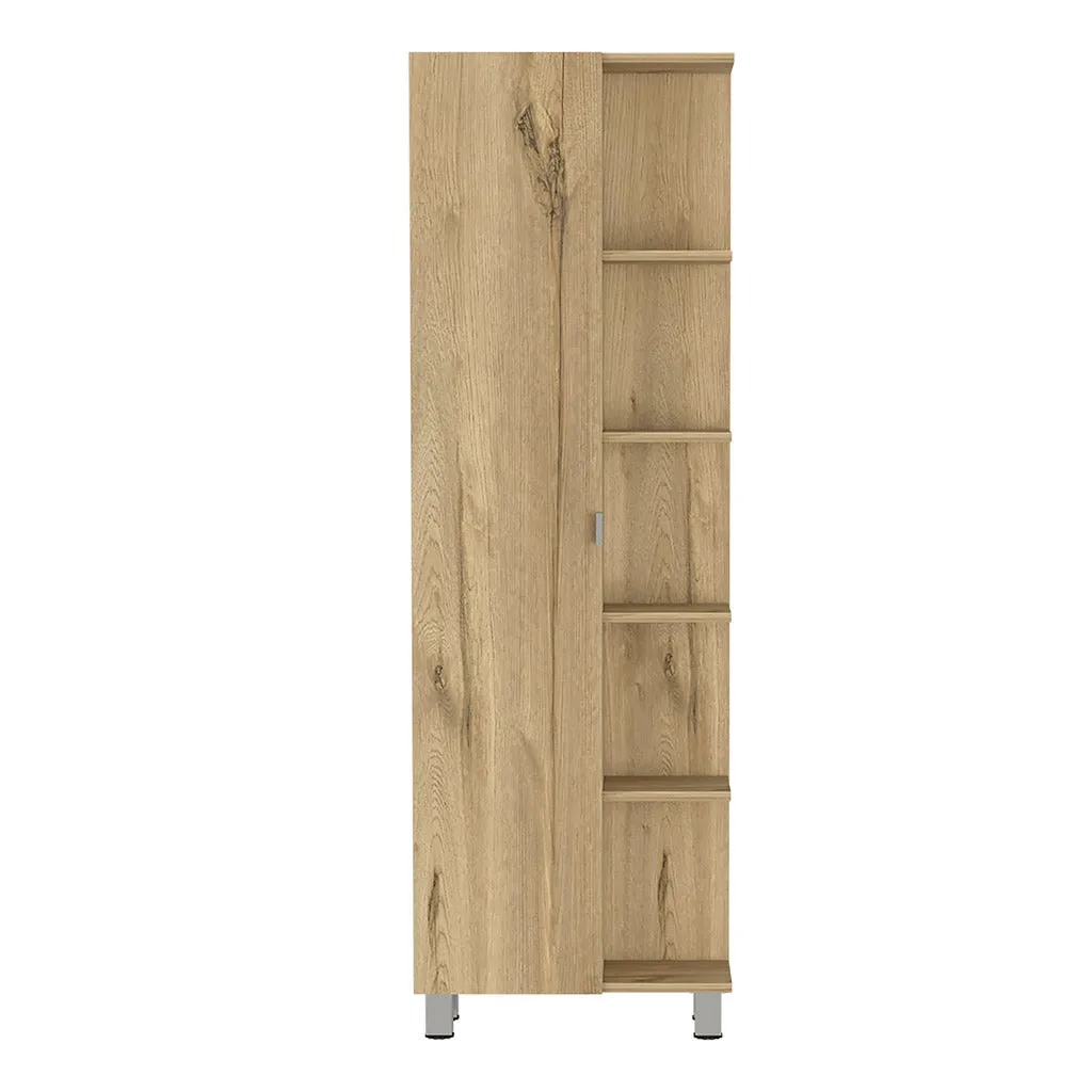 Corner Cabinet Womppi 5 Open Shelves Single Door Light Oak