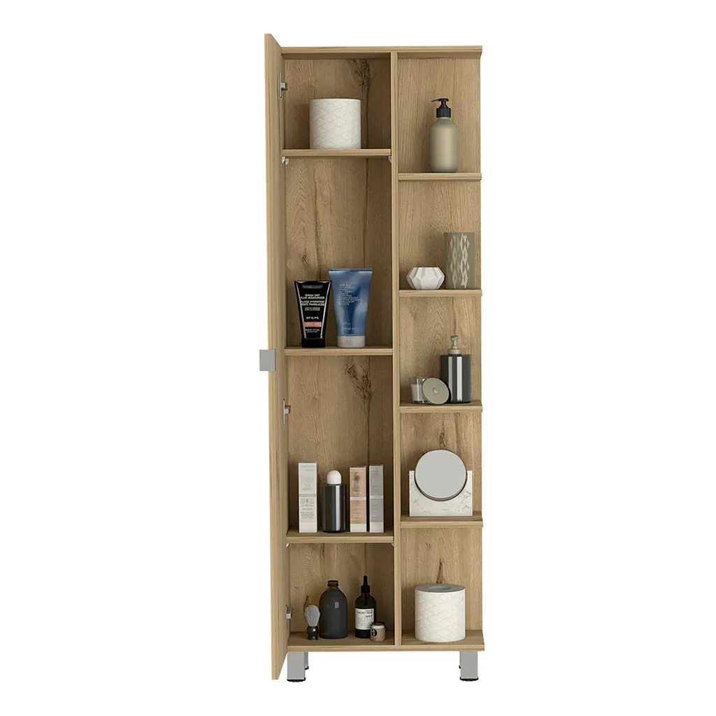 Corner Cabinet Womppi 5 Open Shelves Single Door Light Oak