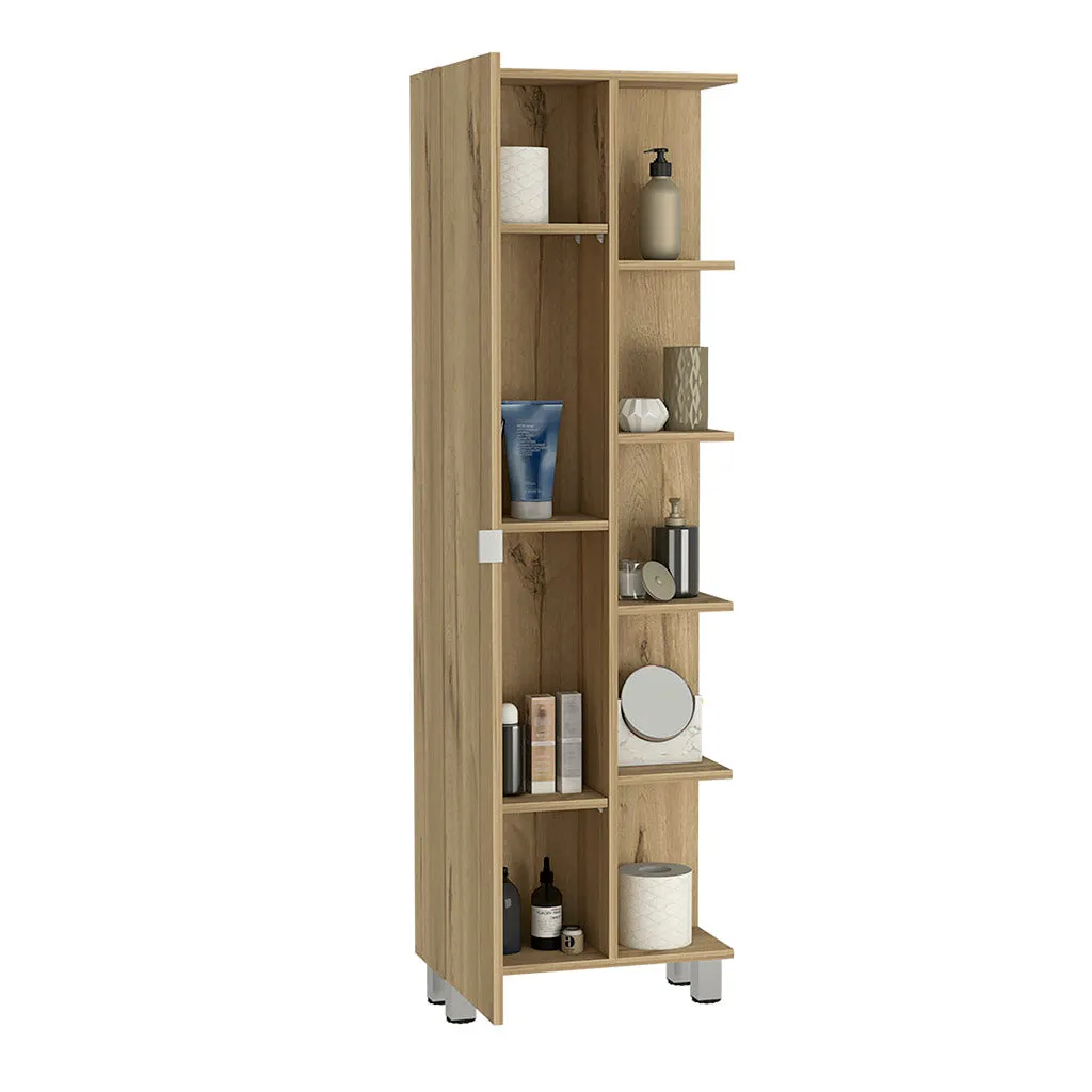 Corner Cabinet Womppi 5 Open Shelves Single Door Light Oak